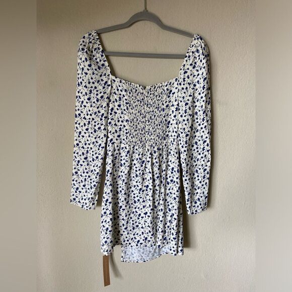 NWT Reformation Rosalie Mini White Dress Blue Floral Size 8 - Picture 10 of 13